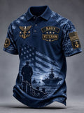 Men's Casual Veterans Day Print Polo Shirt