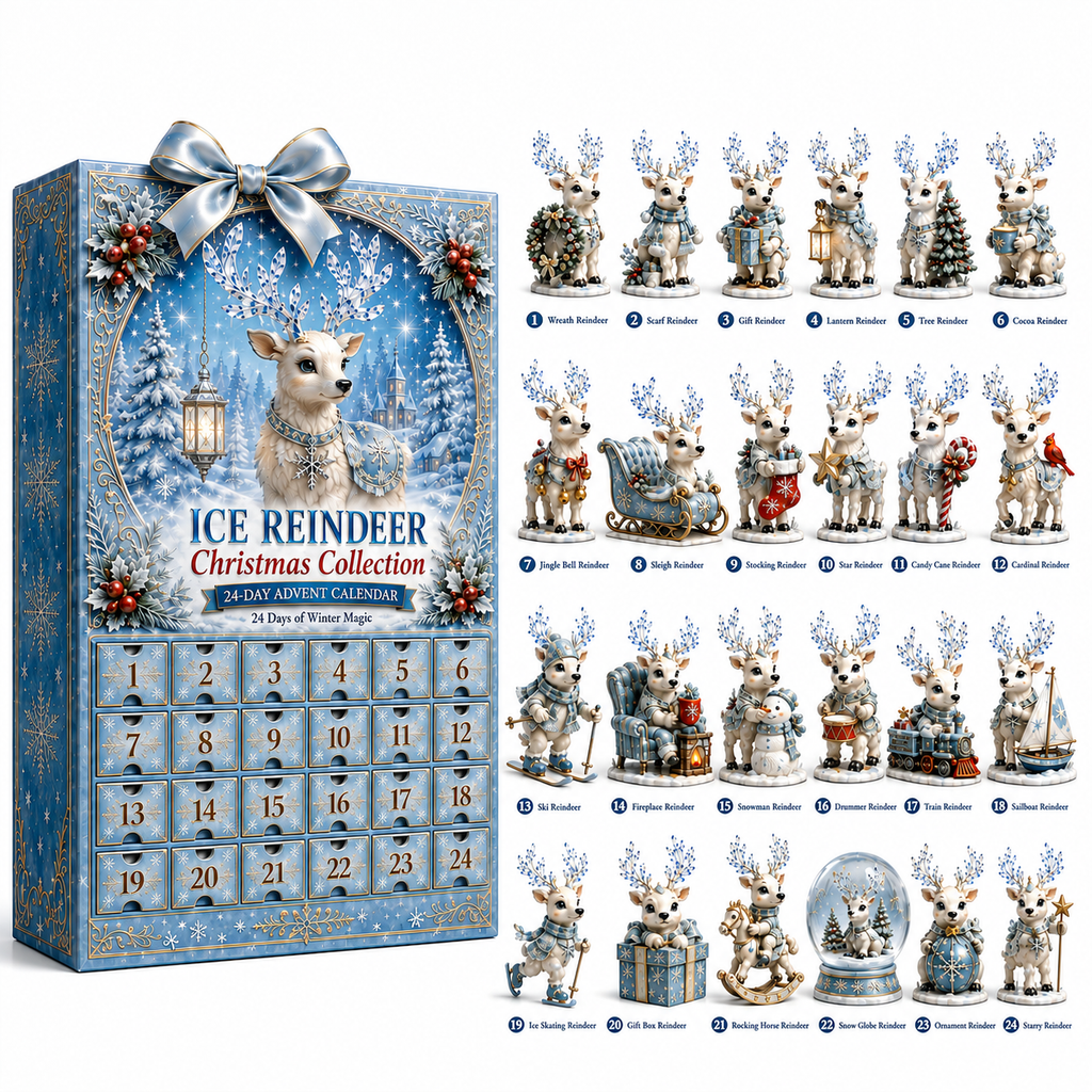 ✨24-Day Christmas Countdown Advent Calendar –Snowy Reindeer Ornament