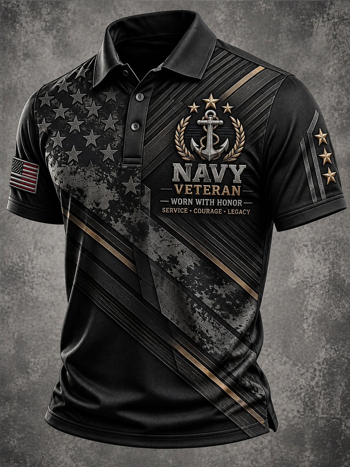 Men's Veteran Print Polo Shirt