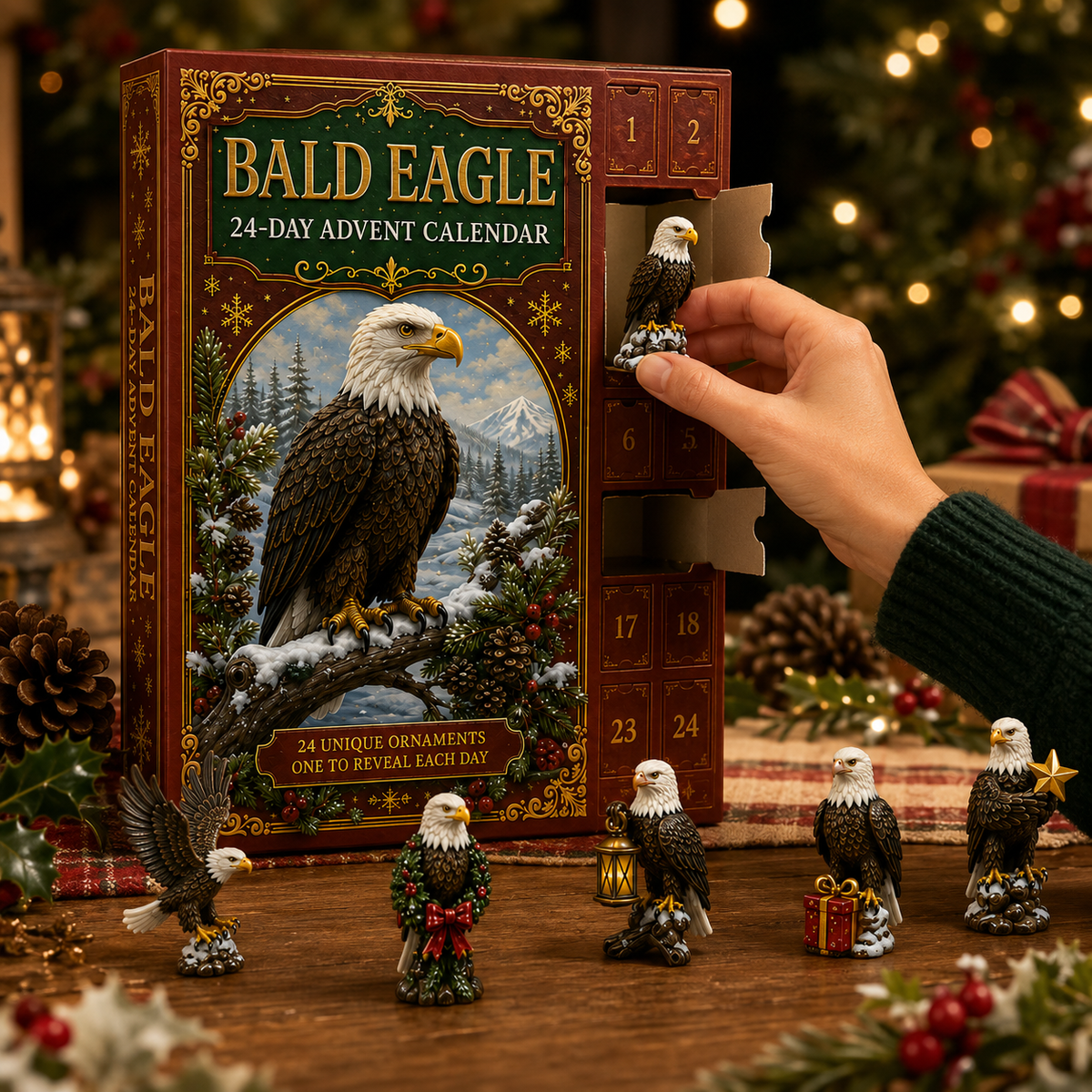 ✨24-Day Christmas Countdown Advent Calendar – bald eagle  Ornament