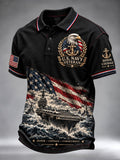 Men's Retro US Navy Veteran Art Print Polo Shirt
