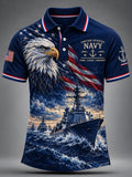 Men's Retro US Navy Art Print Polo Shirt