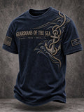 Men's Navy Veteran Print Casual Top
